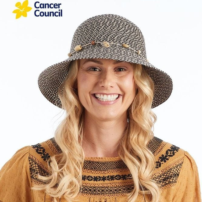 Rigon Headwear Cancer Council Bohemian Bucket Hat RL30 Splash Swimwear Hats CHARCOAL / M/L 9328897081928