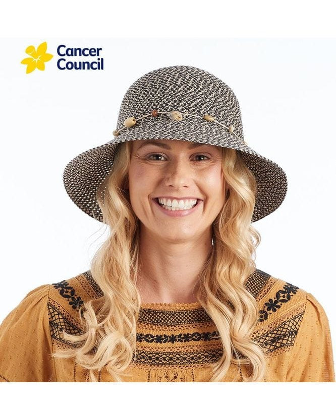 Rigon Headwear Cancer Council Bohemian Bucket Hat RL30 Splash Swimwear Hats CHARCOAL / M/L 9328897081928