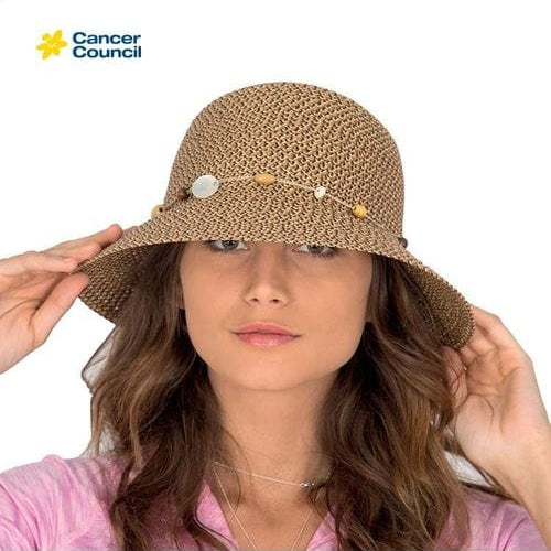 Rigon Headwear Cancer Council Bohemian Bucket Hat RL30 Splash Swimwear Hats CHOCOLATE / M/L 9328897058920