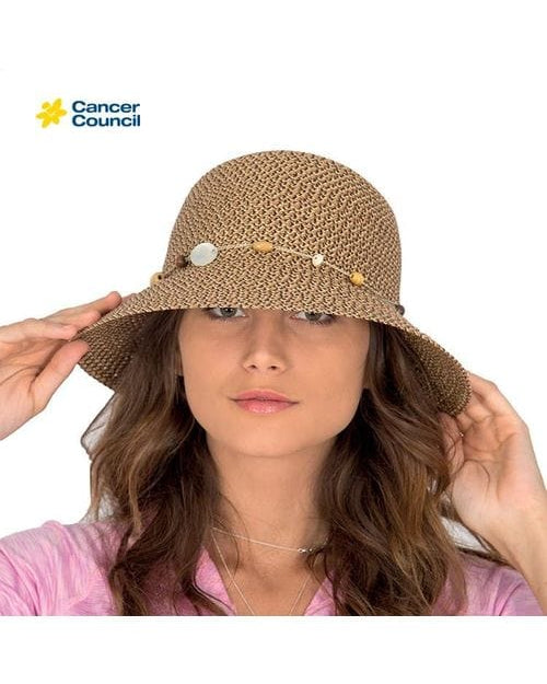 Rigon Headwear Cancer Council Bohemian Bucket Hat RL30 Splash Swimwear Hats CHOCOLATE / M/L 9328897058920