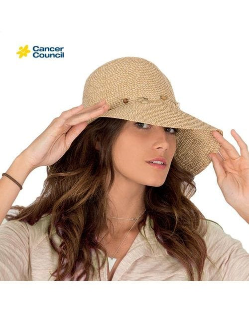 Rigon Headwear Cancer Council Bohemian Bucket Hat RL30 Splash Swimwear Hats NATURAL / M/L 9328897058050