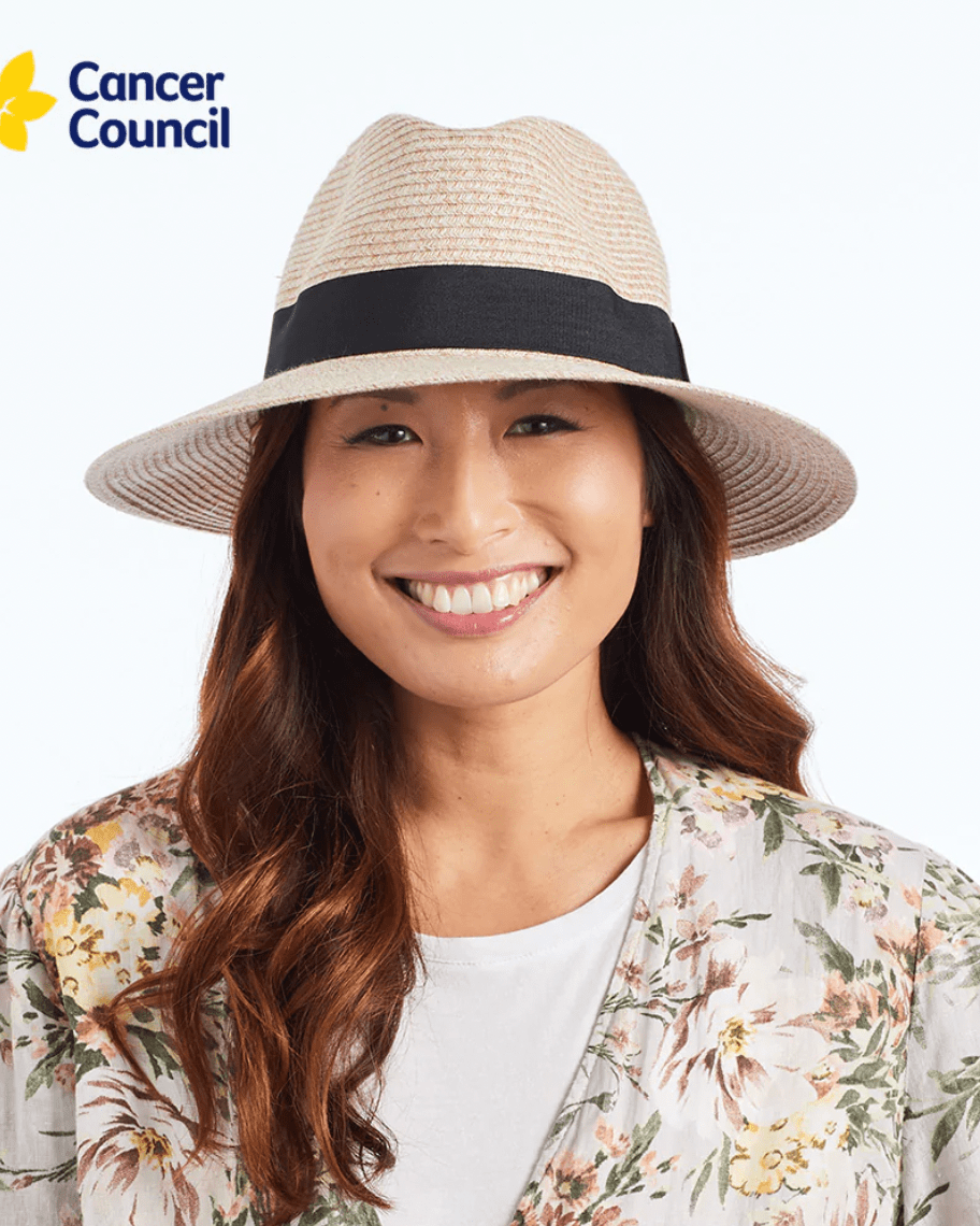 Rigon Headwear Cancer Council Cafe Fedora Hat Splash Swimwear Hats