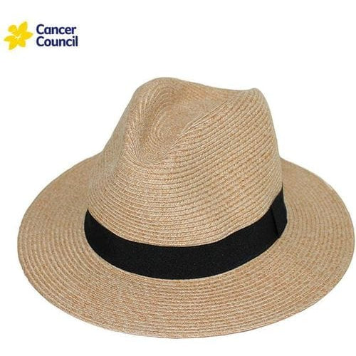 Rigon Headwear Cancer Council Cafe Fedora Hat RM399 Splash Swimwear Hats Natural / M/L (58cm) 9328897010546