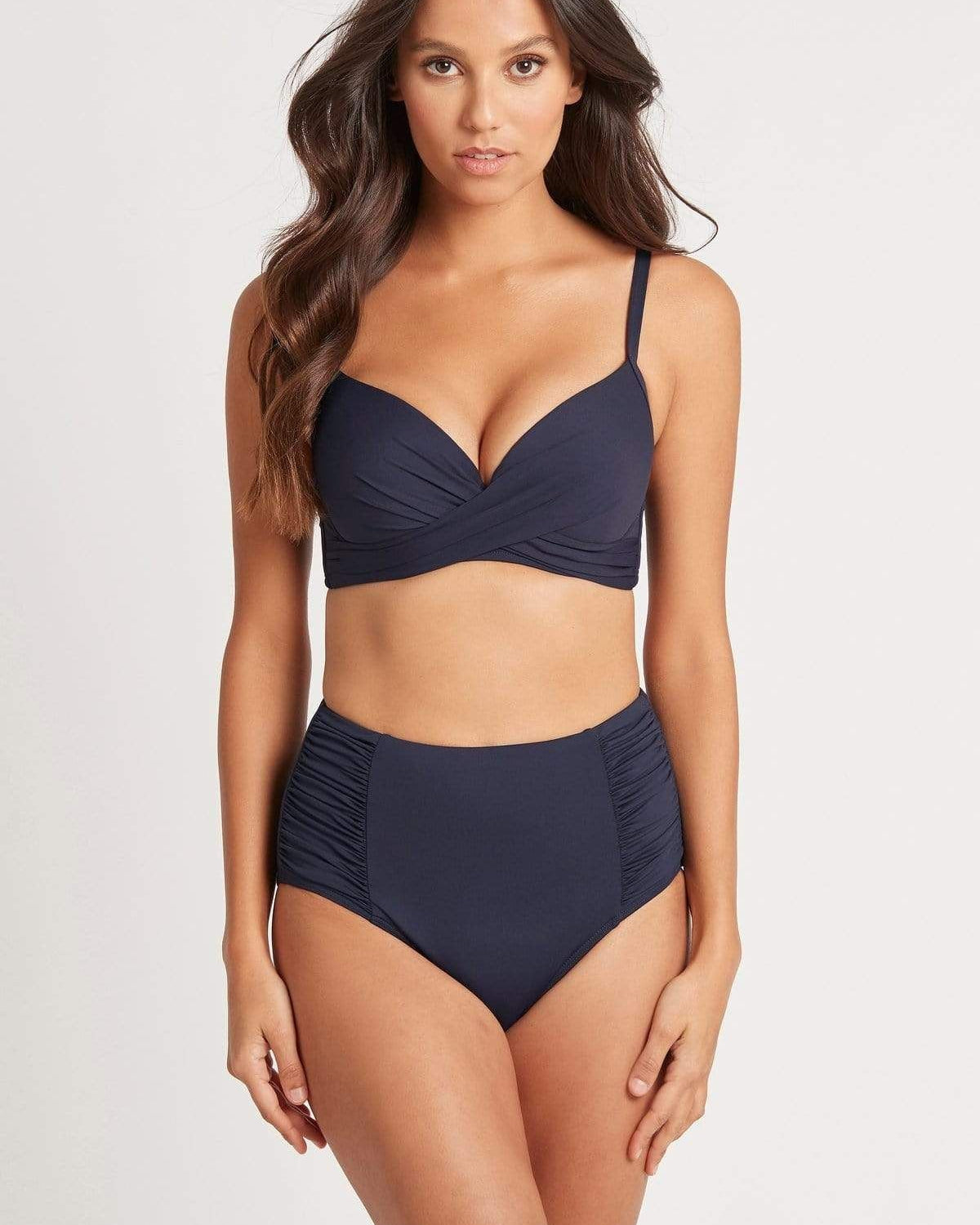 Sea Level Essentials Gathered Side High Waist Pant Splash Swimwear Bikini Bottoms