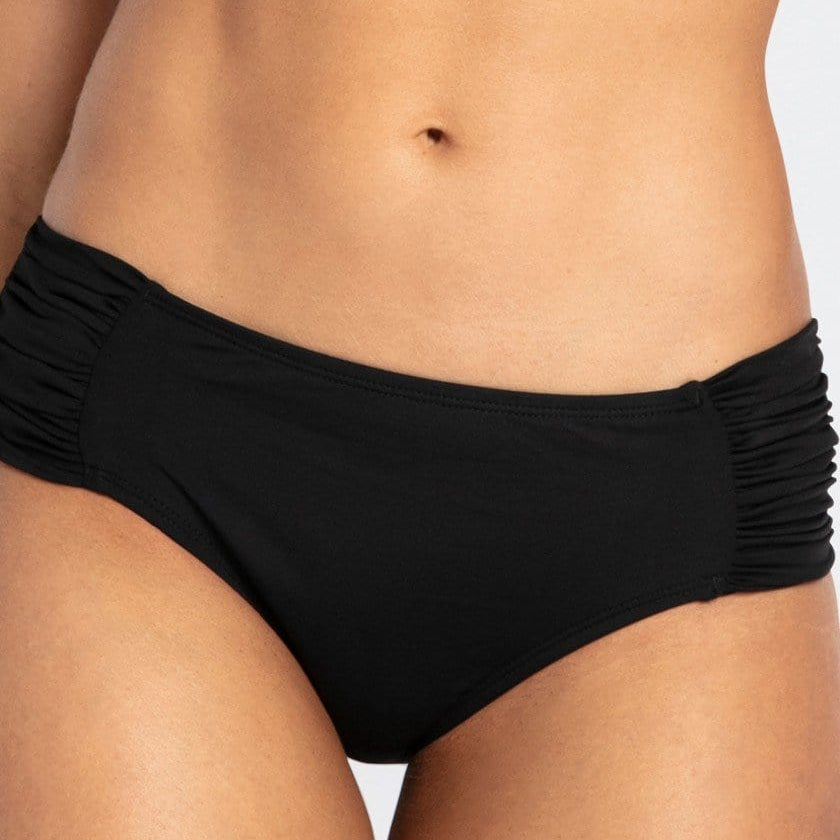 Sunseeker Basix Gathered Mid Rise Pant SS30666 Splash Swimwear Bikini Bottoms Black / 8 9318197212962