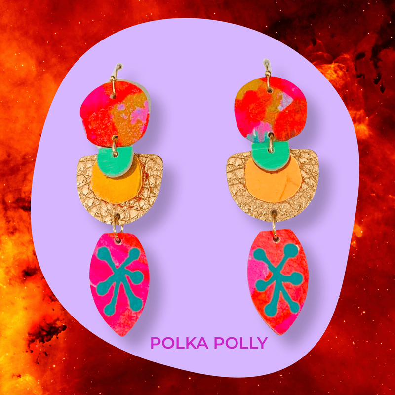 Polka Polly Kindred Spirits - Fire - Polka Polly - Splash Swimwear  - Apr24, earrings, polka polly, Womens - Splash Swimwear 