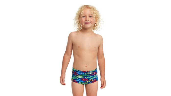 Toddler Boys's Printed Trunks Car Stacker - Funky Trunks - Splash Swimwear  - boys, boys 00-7, funky trunks, kids, mens, Oct23 - Splash Swimwear 