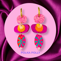 Polka Polly Pink Zinnia - Polka Polly - Splash Swimwear  - Apr24, earrings, polka polly - Splash Swimwear 