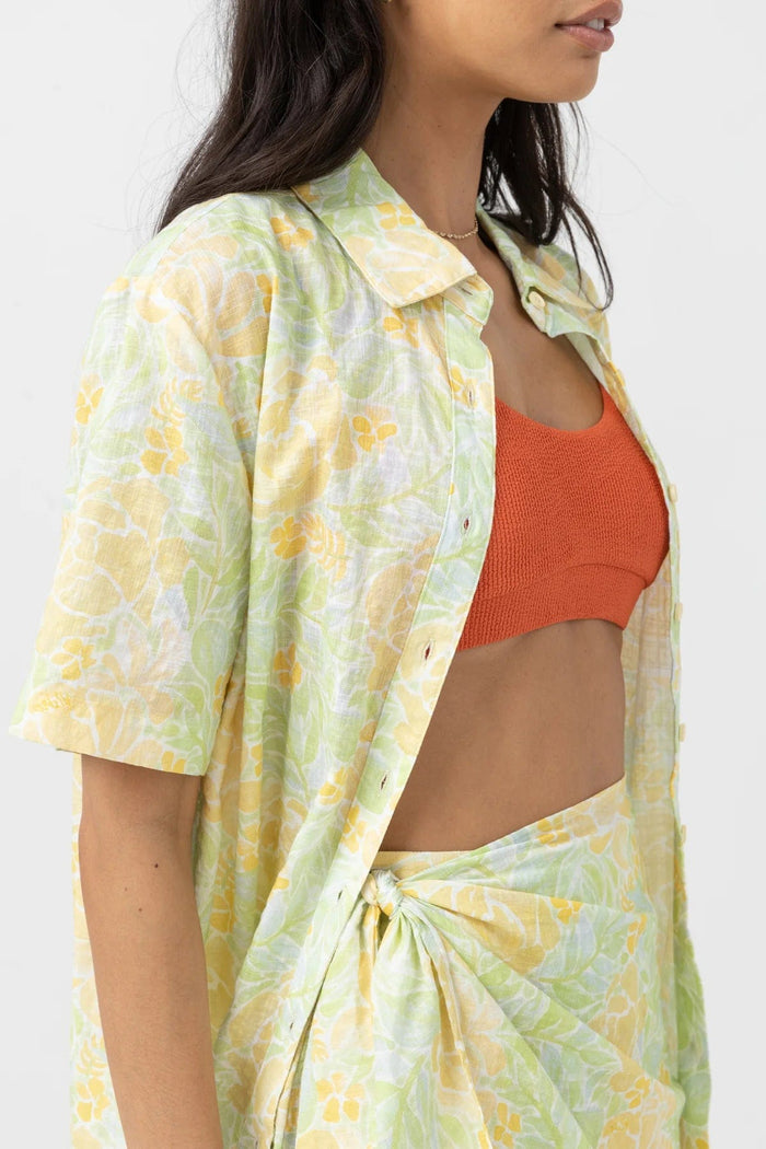 Magnolia Floral Short Sleeve Shirt - Fern - Rhythm - Splash Swimwear  - Jul23, rhythm, rhythm women, shirt, women clothing - Splash Swimwear 