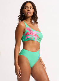 Tropica One Shoulder Cut Out One Piece - Jade - Seafolly - Splash Swimwear  - fuller cup, One Pieces, Seafolly, Sept23, Womens, womens swim - Splash Swimwear 