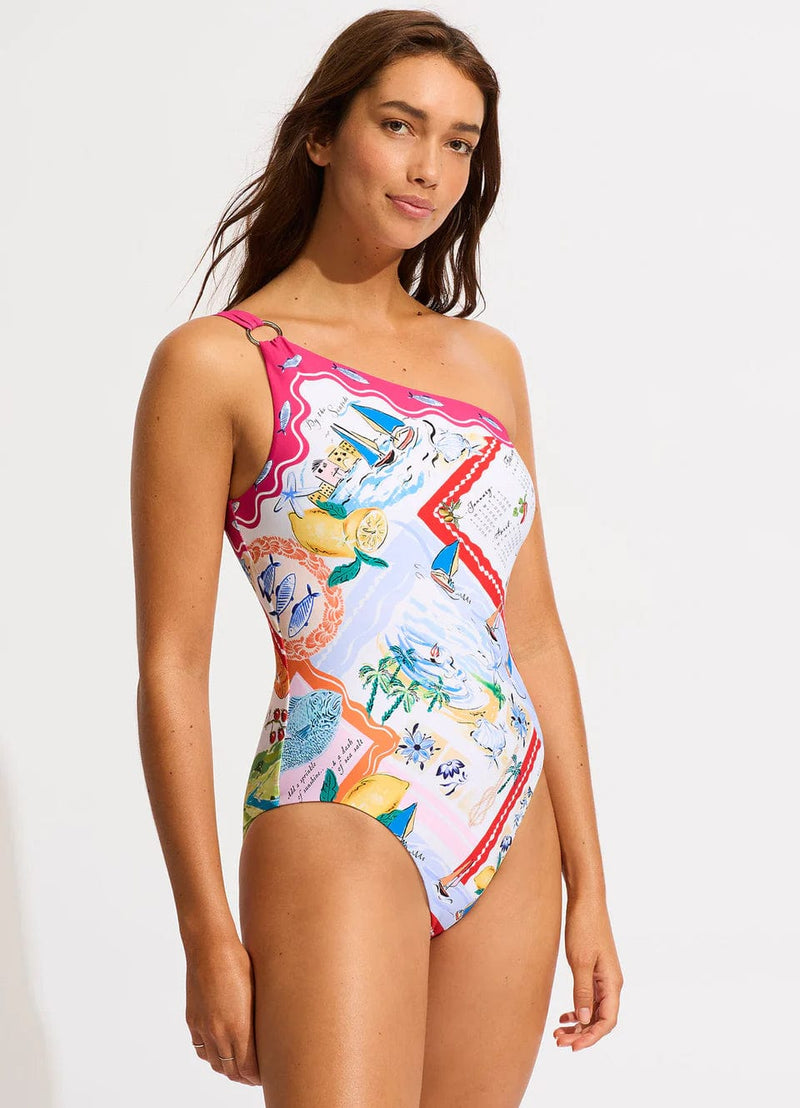 Wish You Were Here One Shoulder One Piece - Seafolly - Splash Swimwear  - fuller cup, Nov23, One Pieces, Seafolly, Womens, womens swim - Splash Swimwear 