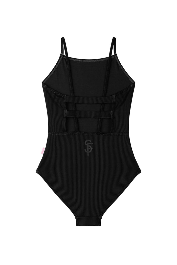 Capriosca Swimwear - Black Zip Front One Piece with Frill Ruffle