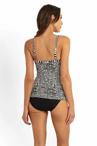 Maze Twist Front Singlet - Black - Sunseeker - Splash Swimwear  - April24, Sunseeker, tankini tops, Women Singlets, Womens, womens singlets, womens swim - Splash Swimwear 