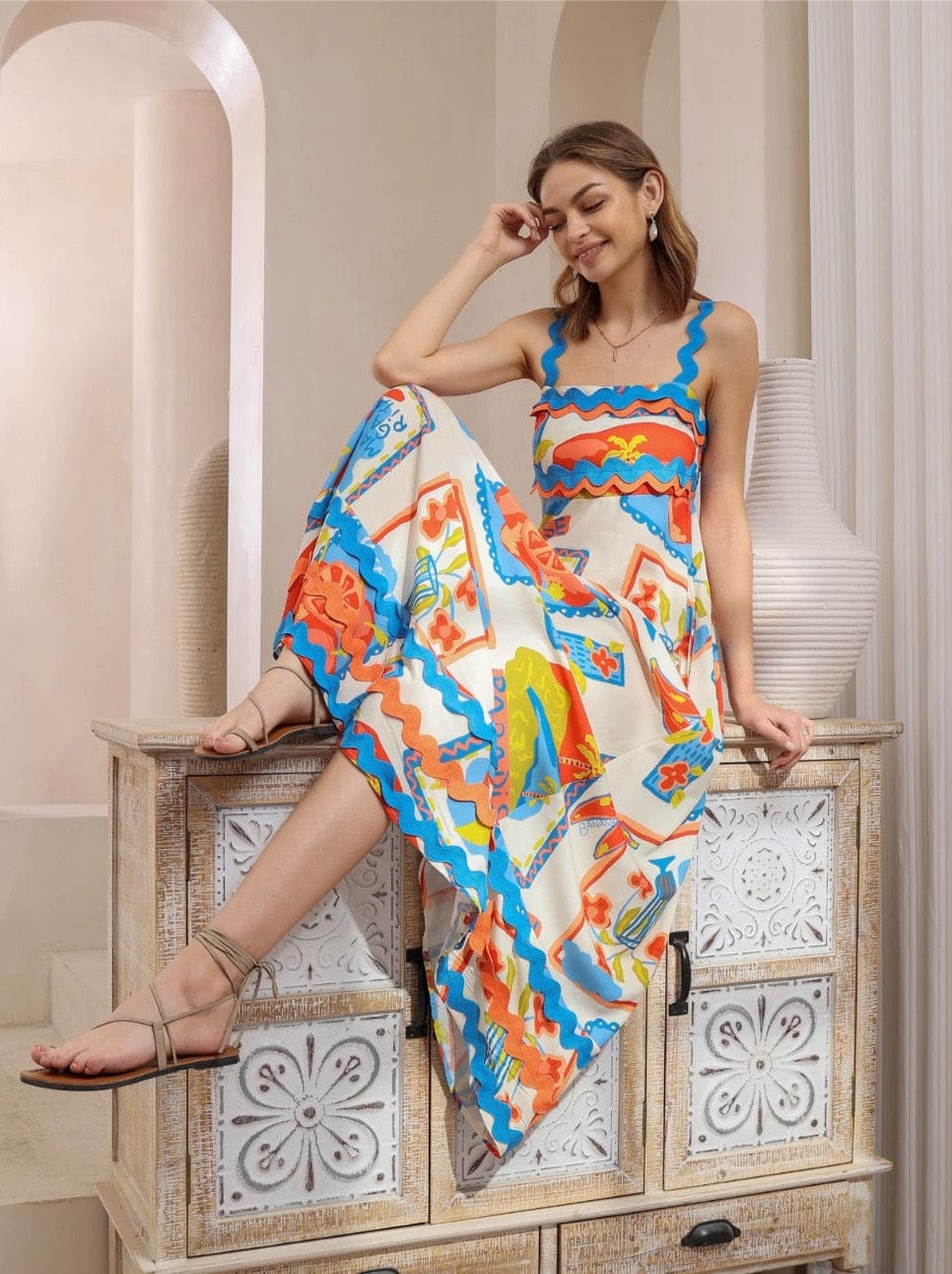 Margarita Ric Rac Maxi Dress - Multi