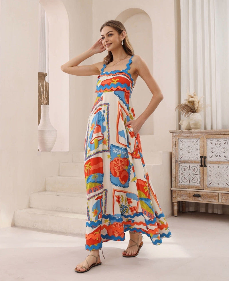 Margarita Ric Rac Maxi Dress - Multi