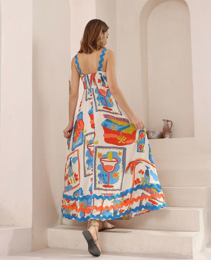 Margarita Ric Rac Maxi Dress - Multi