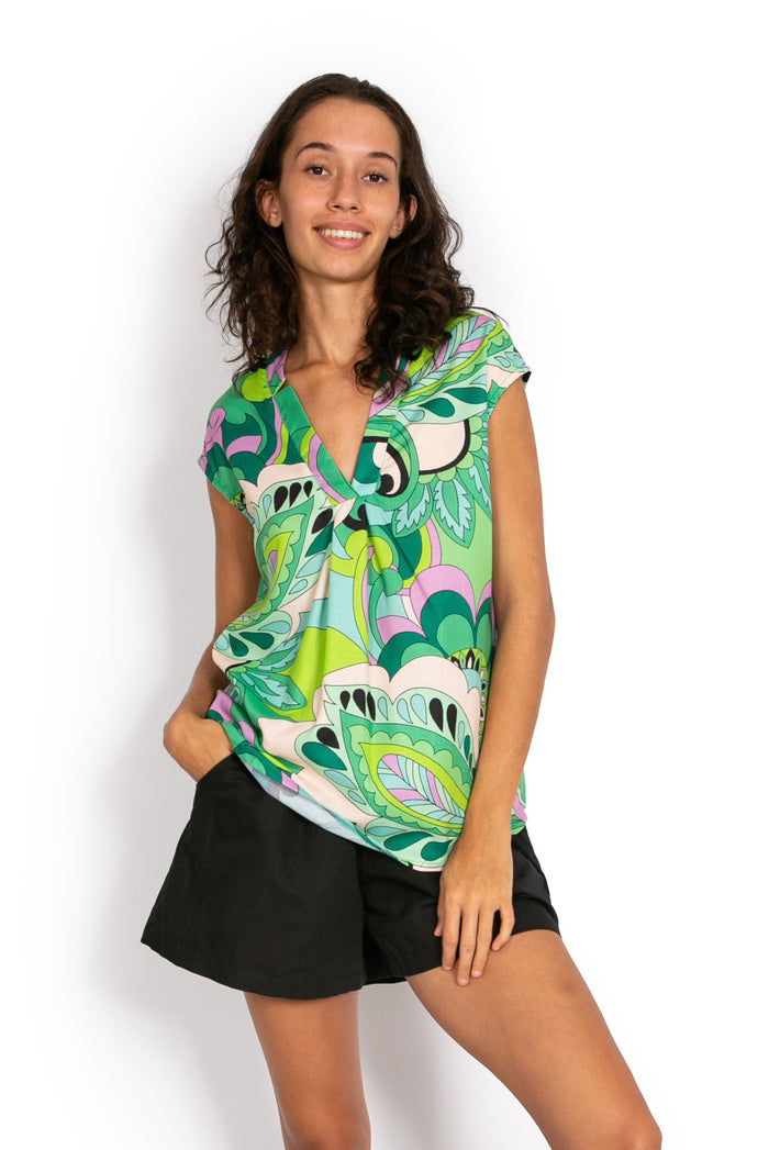 Tulip Top - Psychedelic Green* - OM Designs - Splash Swimwear  - May23, new arrivals, new clothing, OM Designs, tops, women clothing - Splash Swimwear 