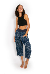 Yoga Pants - Navy Tulips* - OM Designs - Splash Swimwear  - May23, OM Designs, pants, Womens, womens clothing, Womens Pants - Splash Swimwear 