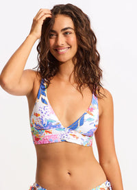 Under The Sea Long Line Tri - White - Seafolly - Splash Swimwear  - Bikini Tops, June23, Seafolly, women swimwear - Splash Swimwear 