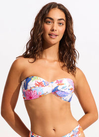 Under The Sea Twist Bandeau Top - White - Seafolly - Splash Swimwear  - Bikini Tops, June23, Seafolly, women swimwear - Splash Swimwear 