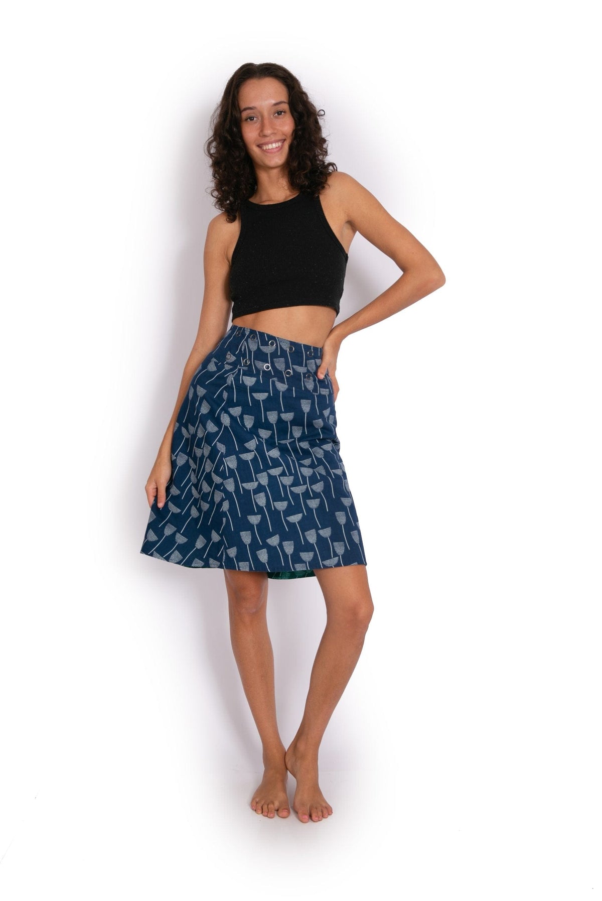 Camelon Skirt - Jade Tulips / Navy Tulips - OM Designs - Splash Swimwear  - June23, new arrivals, new clothing, new womens, OM Designs, skirts - Splash Swimwear 