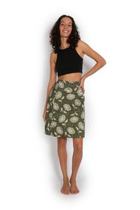 Camelon Skirt - Khaki Flower / Black Flower - OM Designs - Splash Swimwear  - June23, new arrivals, new clothing, new womens, OM Designs, skirts - Splash Swimwear 