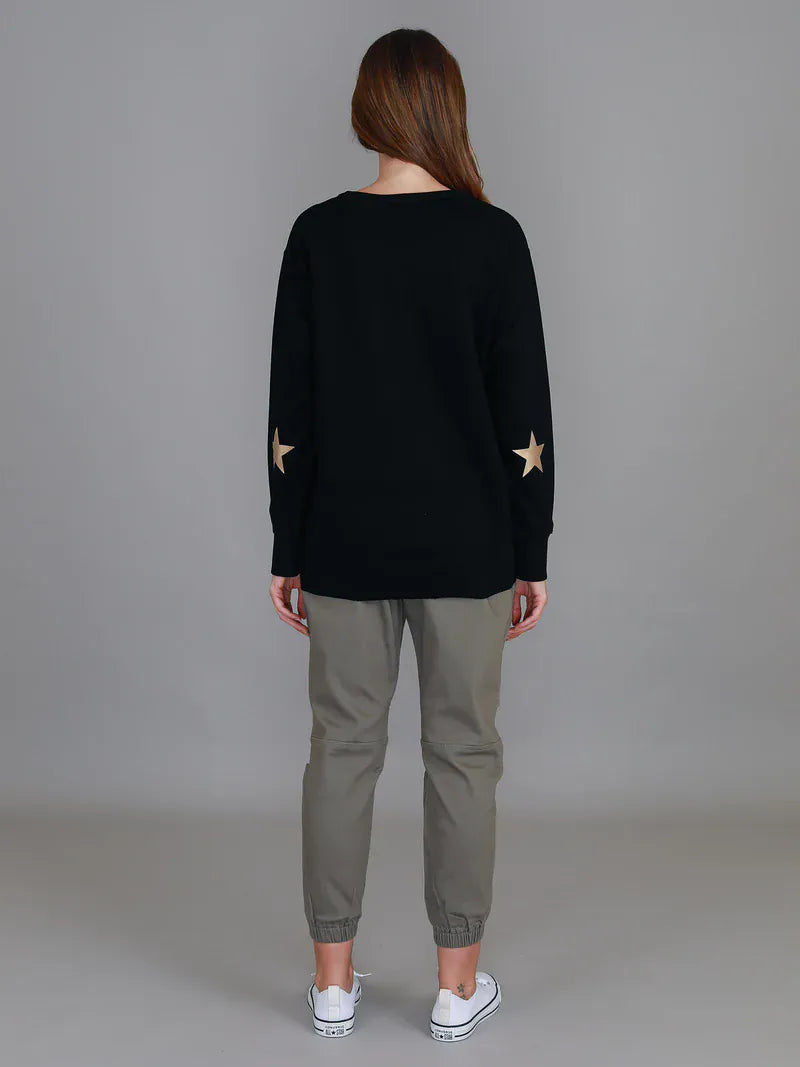 3rd Story 3rd Story Carina 3S Leopard Logo Sweatshirt 1610-2107 3rd Story Carina 3S Leopard Logo Sweatshirt Splash Swimwear Clothing Top Black / S