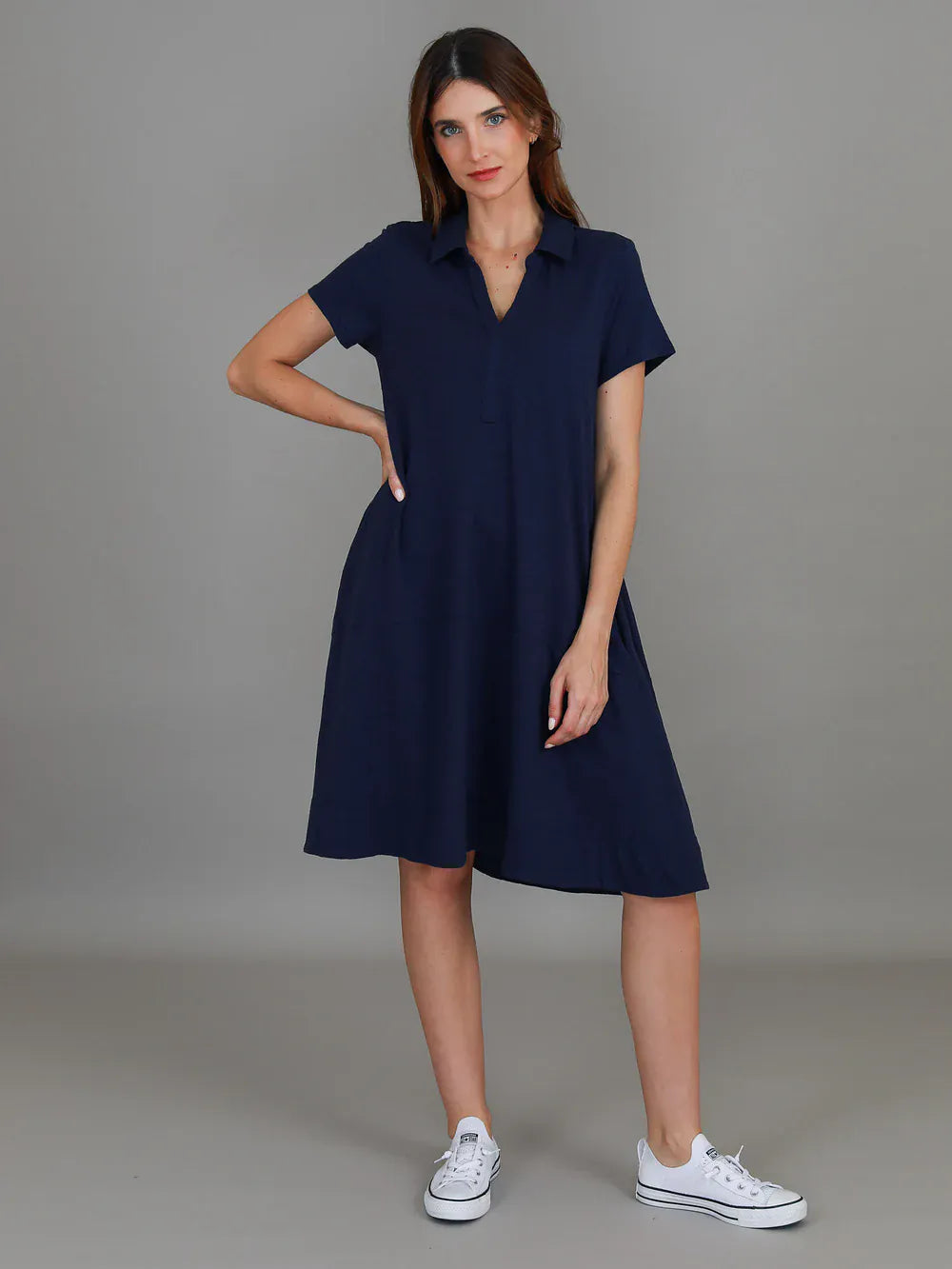 3rd Story 3rd Story Tibby Polo Short Sleeve Dress 1725 3rd Story Tibby Polo Short Sleeve Dress Splash Swimwear Dress Navy / XS