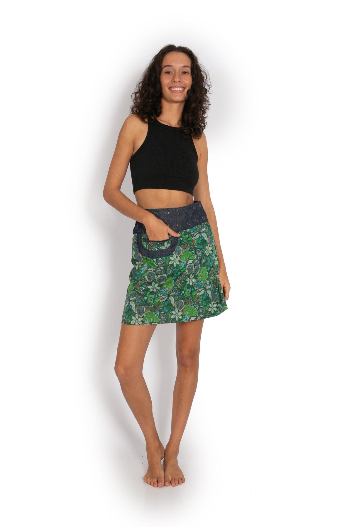 New Energy Reversible Skirt  - Jungle Green / Floral Black - OM Designs - Splash Swimwear  - June23, new arrivals, new womens, OM Designs, skirts - Splash Swimwear 