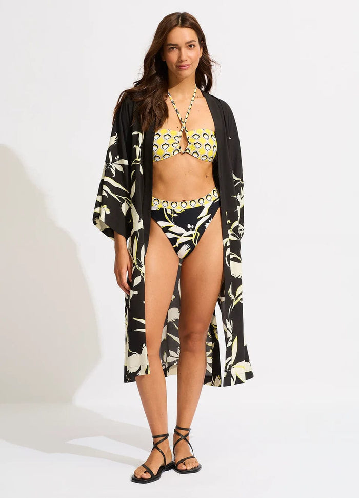 Birds Of Paradise Kimono - Black - Seafolly - Splash Swimwear  - kaftans & cover ups, kimonos, Nov 23, Womens - Splash Swimwear 