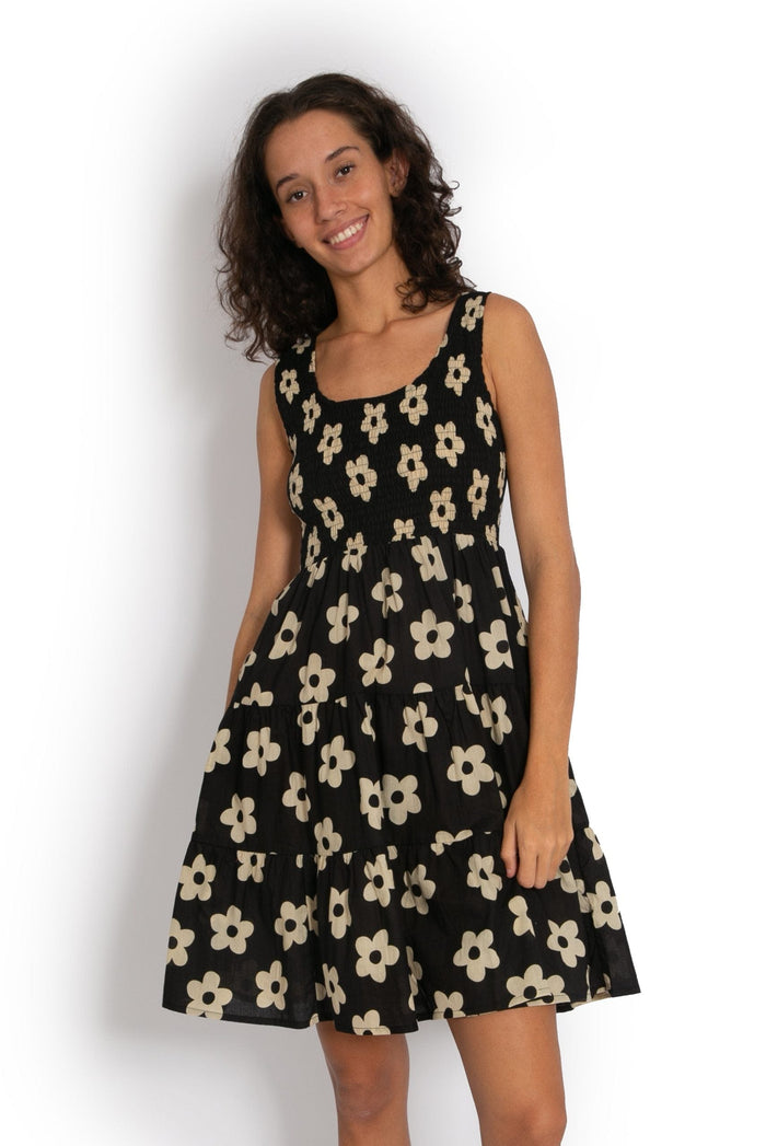Short Puri Dress - Floral Black* - OM Designs - Splash Swimwear  - Dresses, June23, new arrivals, new womens, OM Designs, women clothing - Splash Swimwear 