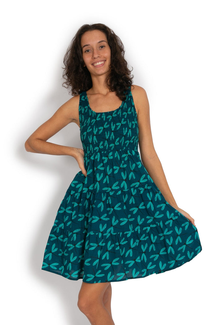 Short Puri Dress - Dragonfly Blue - OM Designs - Splash Swimwear  - Dresses, June23, new arrivals, new womens, OM Designs, women clothing - Splash Swimwear 