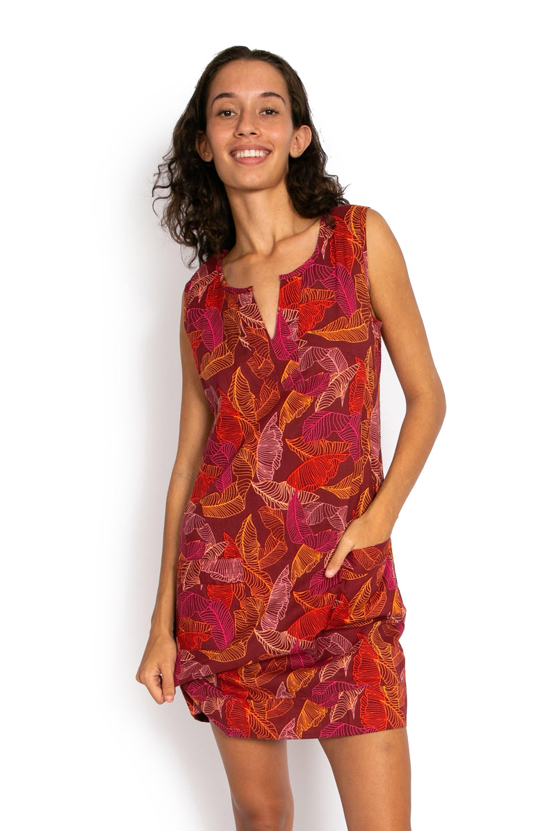 Hai Dress - Burgundy Leaf* - OM Designs - Splash Swimwear  - dresses, May23, OM Designs, Womens, womens clothing - Splash Swimwear 