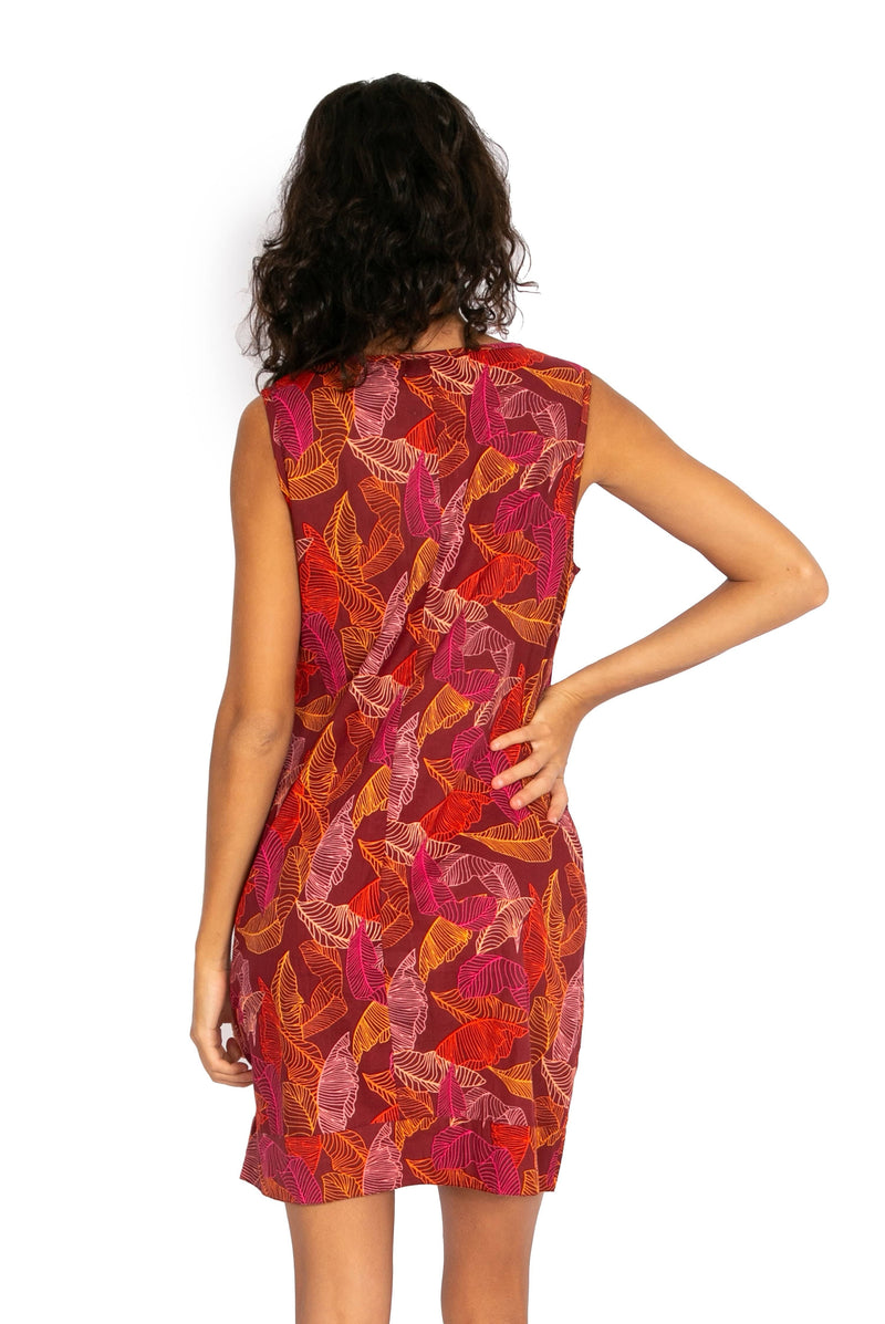 Hai Dress - Burgundy Leaf* - OM Designs - Splash Swimwear  - dresses, May23, OM Designs, Womens, womens clothing - Splash Swimwear 