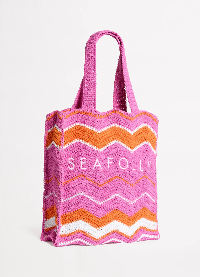 Beach Bazaar Crochet Tote Bag - Hot Pink - Seafolly - Splash Swimwear  - bags, May24, seafolly, tote, Womens - Splash Swimwear 