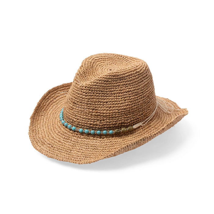 Tina Cowboy - Natural/Turquoise - Rigon Headwear - Splash Swimwear  - hats, Mar23, new accessories, new arrivals, rigon, rigon headwear - Splash Swimwear 