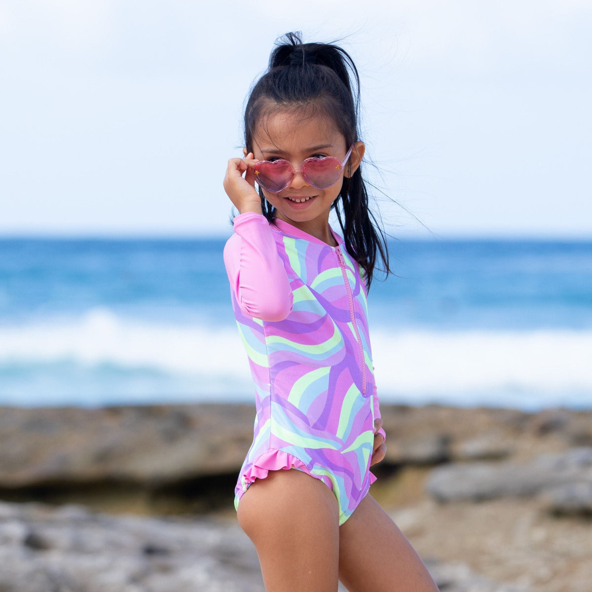 Girls Miss Sea Princess Sunsuit - Wave - Salty Ink - Splash Swimwear  - girls, girls 00-7, Girls swimwear, Jul23, kids, salty ink - Splash Swimwear 
