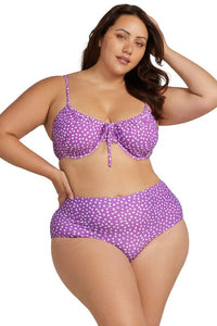 A'pois Mondrain Reversible Swim Pant - Purple - Artesands - Splash Swimwear  - artesands, Bikini Bottom, June23, plus size, women swimwear - Splash Swimwear 