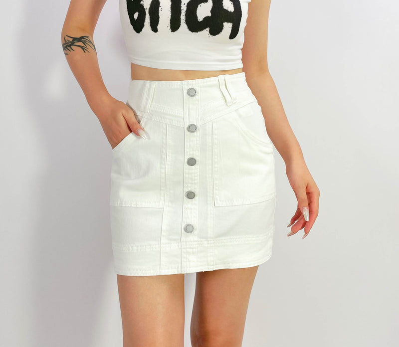 Denim Stretch Detailed Mini Skirt