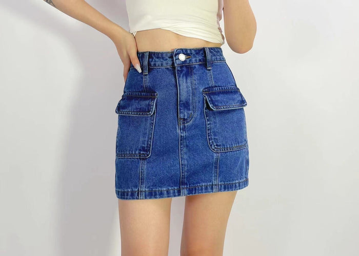 Denim Cargo Skirt