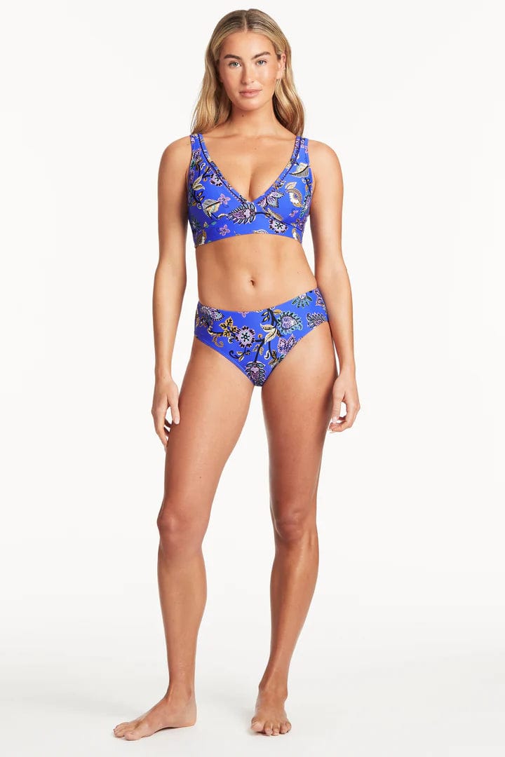 Carnivale Mid Bikini Pant - Cobalt* - Sea Level - Splash Swimwear  - bikini bottoms, May23, sea level, women swimwear - Splash Swimwear 
