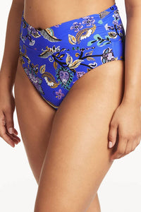 Carnivale Wrap High Waist Bikini Pant - Cobalt* - Sea Level - Splash Swimwear  - bikini bottoms, May23, sea level, Womens, womens swim - Splash Swimwear 