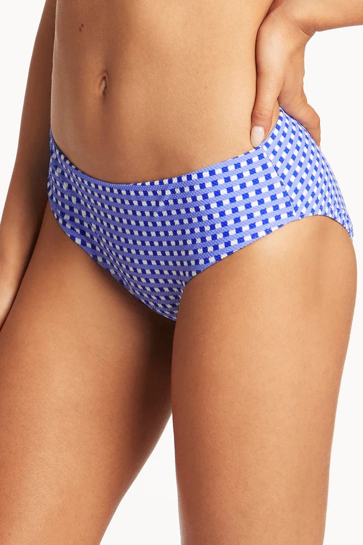 Checkmate Mid Bikini Pant - Cobalt - Sea Level - Splash Swimwear  - bikini bottoms, May23, sea level, Womens, womens swim - Splash Swimwear 