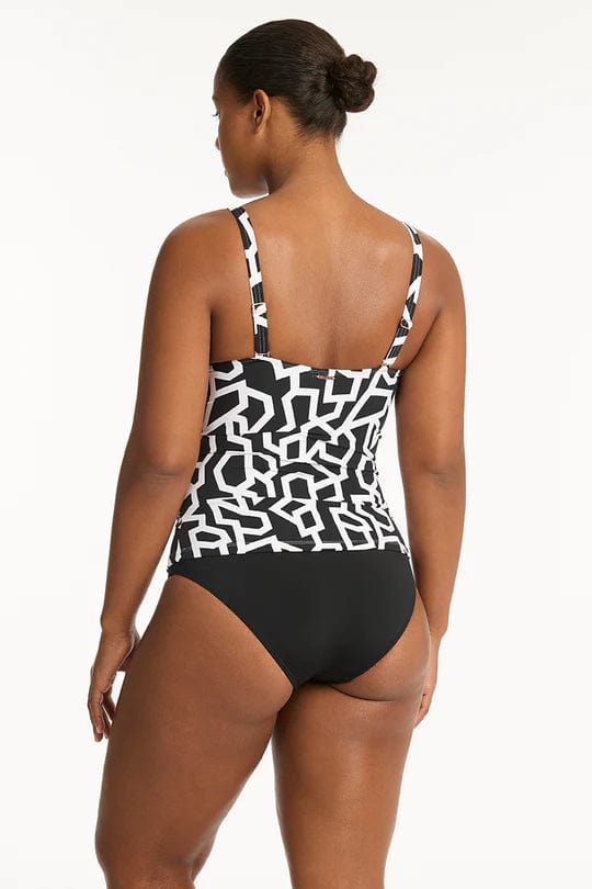 Deco Cross Front Multifit Singlet Top - Black - Sea Level - Splash Swimwear  - d-g, June23, Tankini, tankini tops, Womens, womens swim - Splash Swimwear 