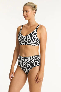 Deco Panelled High Waist Pant - Black - Sea Level - Splash Swimwear  - bikini bottoms, June23, sea level, Womens, womens swim - Splash Swimwear 