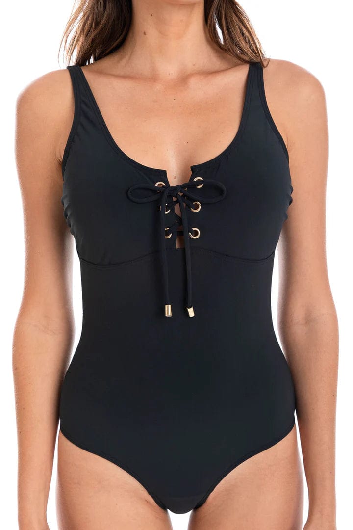 Black Eyelet One Piece Swimsuit - TOGS - Splash Swimwear  - Oct23, One Pieces, togs, Womens - Splash Swimwear 