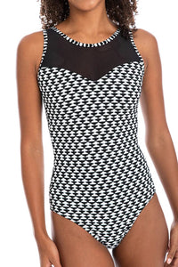Odessa Mesh High Neck One Piece Swimsuit - TOGS - Splash Swimwear  - Oct23, One Pieces, togs, Womens - Splash Swimwear 