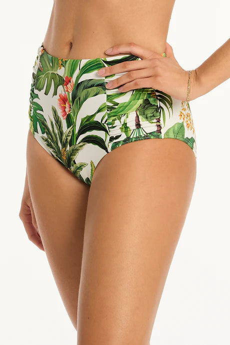 Lotus High Waist Gathered Side Pant - Sea Level - Splash Swimwear  - bikini bottoms, May25, sea level, Womens - Splash Swimwear 