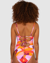 Utopia Plunge Lace Back One Piece - Sunset - Baku - Splash Swimwear  - Nov 23, One Pieces, Womens - Splash Swimwear 