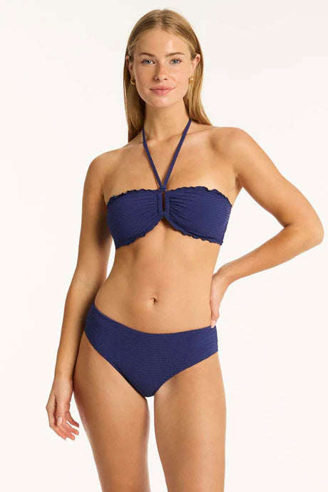 Messina Mid Bikini Pant - French Navy - Sea Level - Splash Swimwear  - bikini bottoms, Jun24, new, sea level, Womens, womens swim - Splash Swimwear 